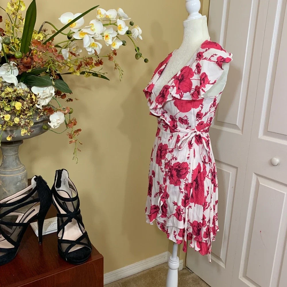 NWT FREE PEOPLE FRENCH QUARTER FLORAL WRAP‎ DRESS XS Boho Cottagecore Romantic